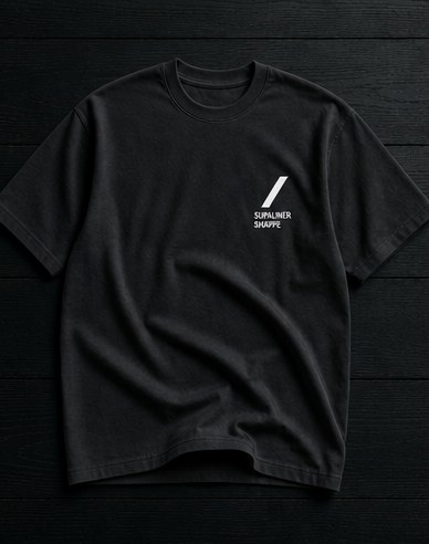 Washed black heavyweight tee with white slash chest lockup