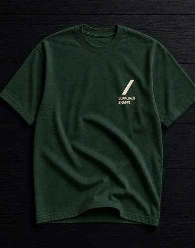 Deep pine green heavyweight tee with white slash chest lockup